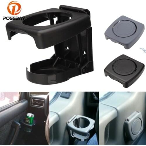 POSSBAY Black /Grey Car SUV Vehicle Folding Beverage Drink Bottle Can Coffee Cup Mount Stand Holder Universal Car Cup Accessries