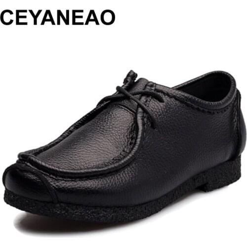 CEYANEAONew Arrive Quality Handmade Flats Women Shoes SpringWomen Flat Heel Soft Loafers Women Genuine Leather ShoesZapato mujer