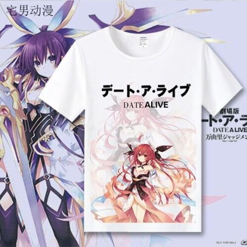 Date A Live Tokisaki Kurumi Cosplay T Shirt Yatogami Tohka Himekawa Yoshino Casual T-Shirt Cartoon Top Tee tshirt Costume