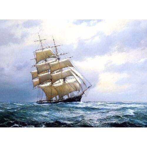 DIY Diamond Painitng Cross Stitch Sailing Boat Art Full Square/round Rhinestone Embroidery Mosaic Wall Decor Craft Hobby