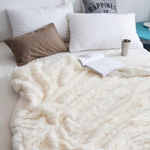 Faux Fur Reversible Throw Blanket Sheepskin Soft and Warm Shaggy Blanket for Kids Adults Christmas Gift Twin Size 60x80 Cream