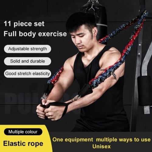 11 Pcs/Set Elastic Resistance Bands Fitness Training Muscle Expander Home Gym Workout Exercise Equipment Pull Rope