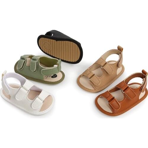 FOCUSNORM Newborn Baby Boys Girls Leather Sandals 5 Colors Anti-Slip Sole Solid Color Flats First Walking Shoes