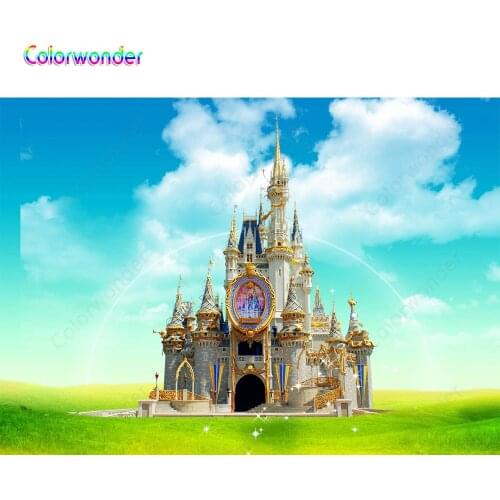 Colorwonder Photography Background Castle Happy Birthday Decoration Baby shower Custom Name for Newborn Studio Photo Background