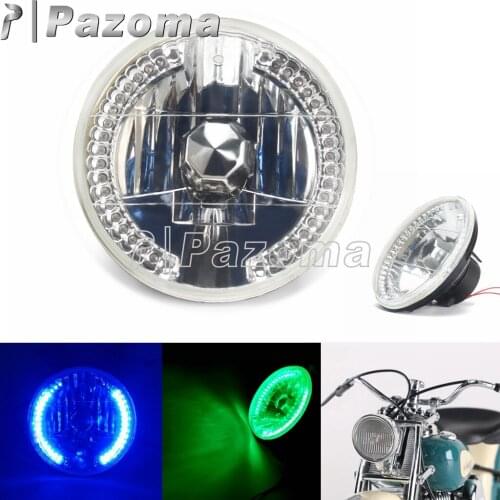 7" Halogen Amber LED Turn Signal Angel Eye H4 Headlight 12V 60/55W Crystal Head Light For Harley Honda Yamaha KAWASAKI SUZUKI