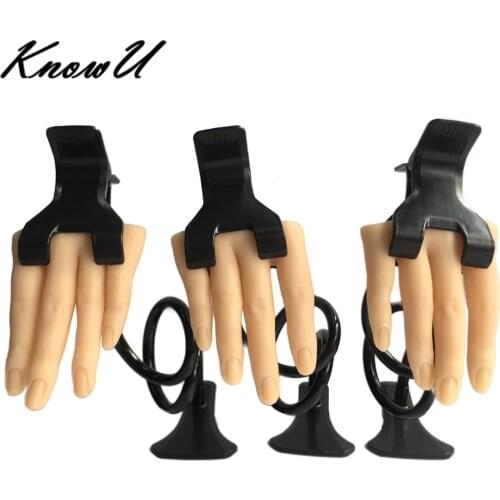 KnowU Flexible Silicone Hand Model Practice Jointed Fake Finger Gel Polish Display Tools Ajustable Nails Holder Halloween Decor