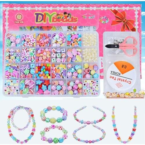 24 Girds Girls DIY Toys Art Craft Educational Brinquedo Handmade Necklace Building Kit Make Up Intelligence Birthday Gift