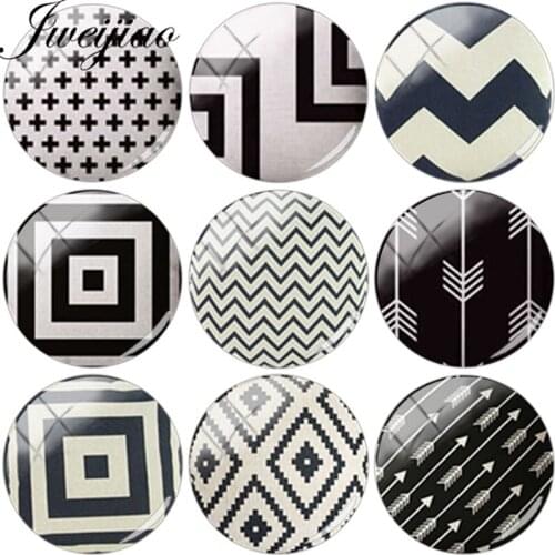 JWEIJIAO Handmade 5pcs/Lot Wave point Geometry Pattern DIY Glass Cabochon Dome Pictures Demo Flat Back Making Findings