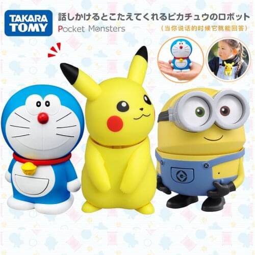 TAKARA TOMY Domeka Pokemon Anime Pikachu Doraemon Doll Ibrahimovic Doraemon Doll Figure Toy Voice Control Pet Kid Gift