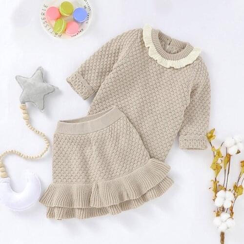 LZH 2021 Newborn Baby Girls Clothing Sets Long-Sleeved Top Short Skirt 2Pcs Outfit For Baby Autumn Winter Kids Suit 0-2 Years