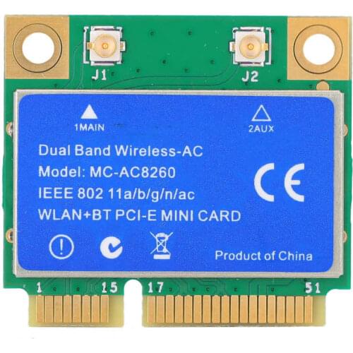 MINI PCI E Card 1200M Dual Band 2.4GHz/5GHz Wireless Network Card 8260 WLAN+BT 2 in 1 MC8260