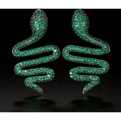 Zlxgirl Trendy Two Color Twist Snake Statement Earring For Women Luxury Full Cubic Zircon Wedding DUBAI Dangle Earring gifts