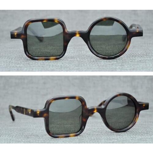 LKK Mens and womens glasses personality retro small round glasses Irregular Sunglasses Acetate