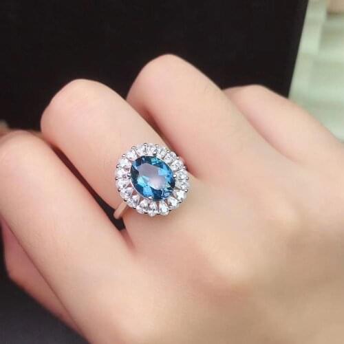 Natural Blue Topaz mens RING 925 silver customized ring size new recommended simple ring
