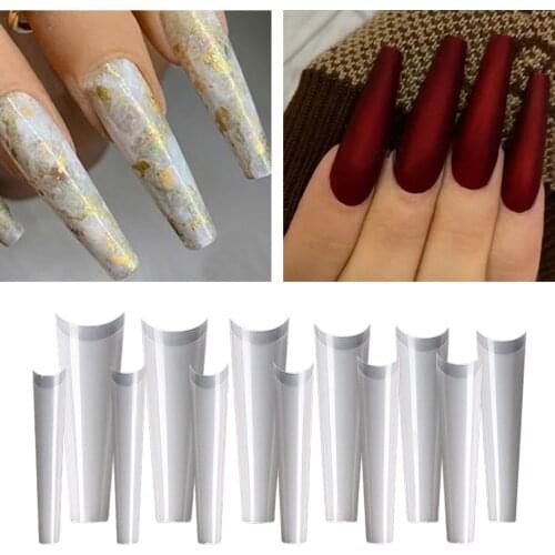 504x 12 Sizes False Nail Tips Long Square Flat French False Nails Half Cover