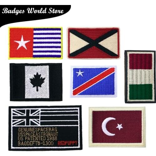 Canada Turkish Netherlands Flag patch icon Embroidered Applique Patches For DIY Stickers Iron on Badges on the Backpack