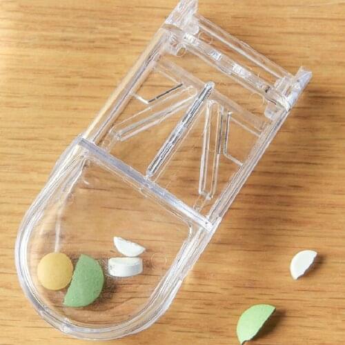 New Pill Storage Compartment Box Case Medicine Holder Tablet Cutter Splitter Transparent color