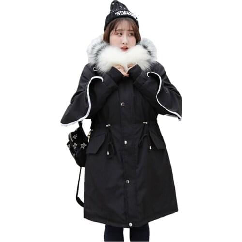 Oversize Plus Velvet Parka Women Winter Windproof Thick Warm Cotton Coat Plus Size 8XL Fur Collar Hooded Trench Outerwear KW208