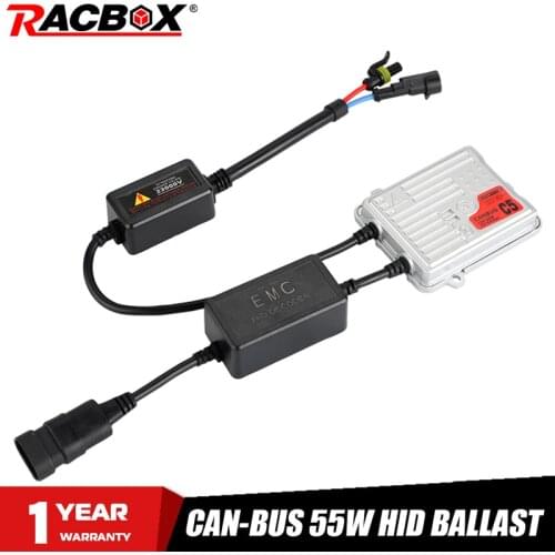 RACBOX 55W Slim HID AC Ballast with Canbus Decoder Block Ignition Unit Ballast For H4 H1 H3 H7 H8 H9 H11 12V HID xenon Car Refit