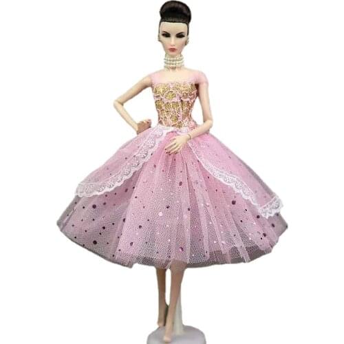 Pink Lace Ballet Dresses 1/6 BJD Doll Clothes for Barbie Dress Outfits Princess Party Gown Vestidoes 11.5" Dolls Accessories Toy