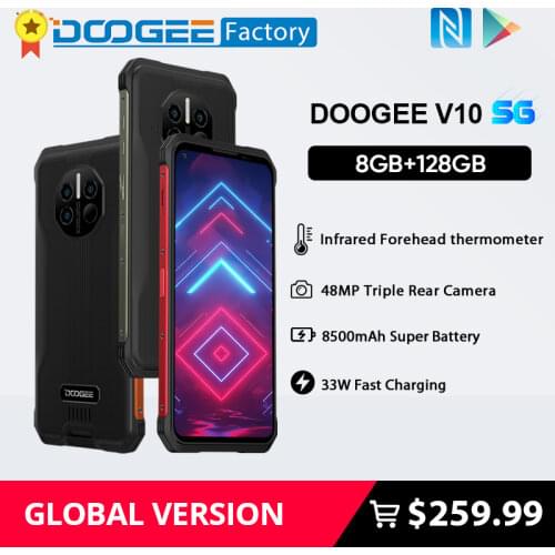 DOOGEE V10 5G Rugged Smartphone Dimensity 700 NFC 8+128GB 48MP Camera 6.39"Display Mobile Phone 8500mAh 33W Fast Charging