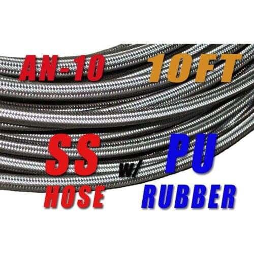 SSAN10-010 -10FT AN10 Stainless Steel Braided Fuel Oil Gas Line Hose 10AN for Swivel Fitting