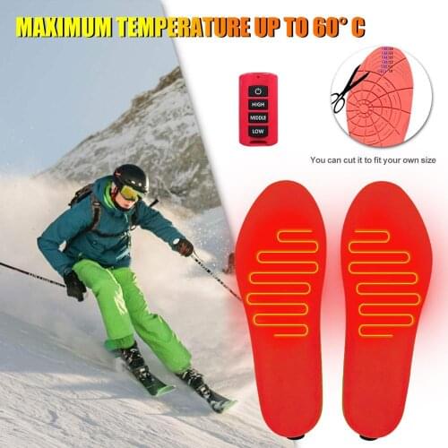 USB Heated Shoe Insoles with LED Wireless Remote Control Rechargeable Heating Warm Pad Winter Sport Ski Thermal Insole