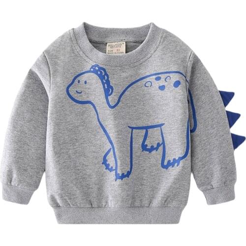 Autumn Spring Boys Sweatshirt Hoodies Cartoon Dinosaur Long Sleeve Pullover Top Shirt Cool Toddler Children Clothes