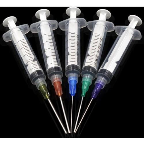 5Pcs 5ml Syringe Crimp Sealed Blunt End Tips For Makeup DIY Glue Oil Ink Solute Mixture Ink Cartridge