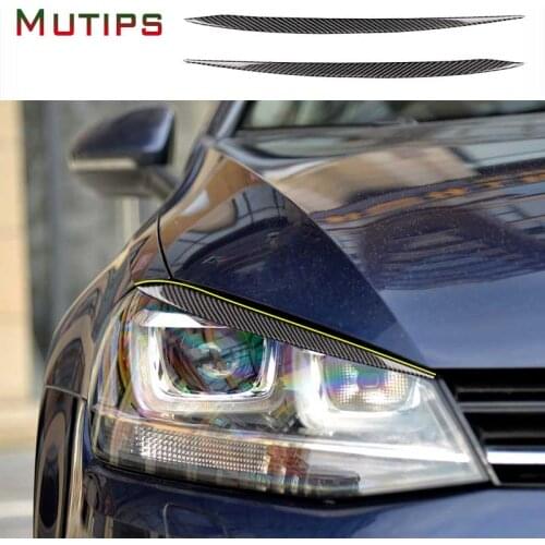 Mutips Car Headlights Eyebrow Eyelids Cover Carbon Fiber Sticker Accessories Styling For VW Golf 7 Volkswagen gti mk7 2013-2017
