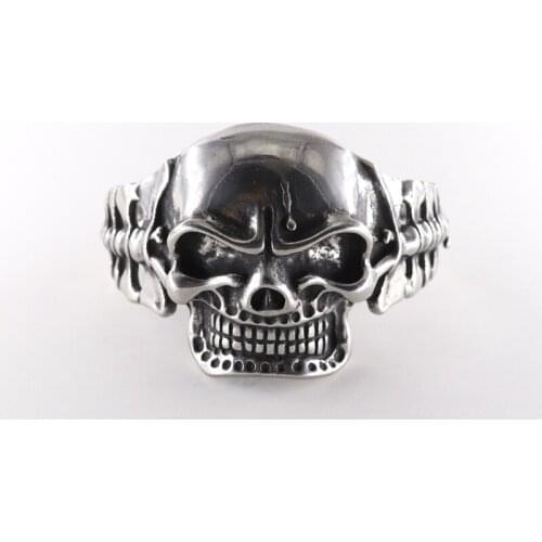 Big Heavy Skull Mens Biker Cuff Bangles Punk Bracelet Bangle Men Jewelry Design Punk Style 316l Stainless Steel