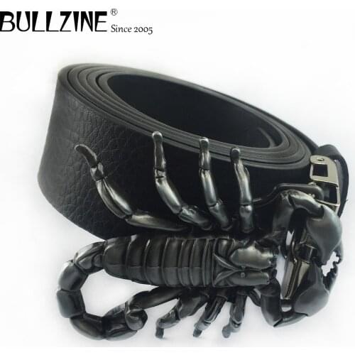 Bullzine zinc alloy retro scorpion belt buckle jeans gift belt buckle Free PU belt FP-02615-1 drop shipping