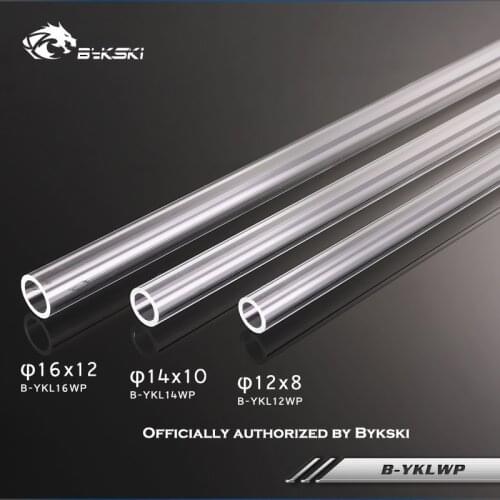 BYKSKI B-YKLWP Transparent PETG/PMMA Hard Tube OD 12mm/14mm/16mm 50cm Length 2mm Thickness Rigid Pipe For PC Water Cooling