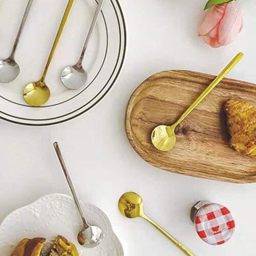 Dessert Spoon Stainless Steel Simplicity Long Handle Round Tableware Coffee Western Style Restaurant Fashion Kitchen Goodies