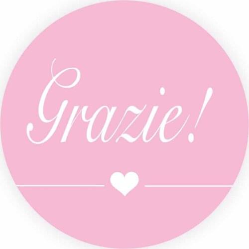 DouxArt 100pcs 40mm Stickers Seals Grazie with Heart, Colorful Wedding Favors Baptism Communion Handmade Labels V169