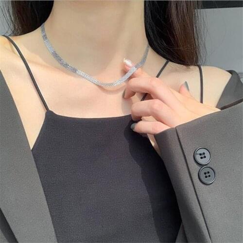 Exquisite Braided Chain Necklace For Lady Clavicle Accessories On Neck Trendy Silver Plated Women Choker Necklaces Jewelry