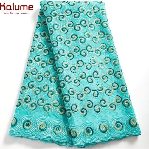 Kalume African Cotton Fabric 2021 Nigerian Swiss Voile Lace Fabric With Rhinestones High Quality For Diy Women Dress Sew F2536