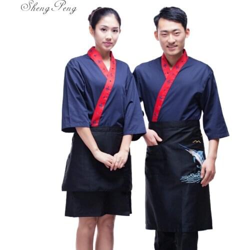Japanese Style Kimonos Men Chef Uniform Sushi Restaurant Costumes Cotton Polyester Loose Style Kitchen Bakery Women Clothes Q413