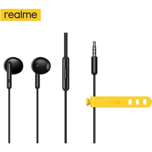 Realme Buds Classic 3.5mm Wired Earphone 14.2mm Large Driver Built-in Microphone Music Call Control Half In-Ear Wired Earphone
