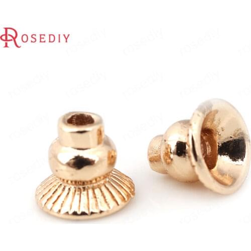 10PCS 6.5MM 9MM 24K Champagne Gold Color Plated Brass Beads Caps Tassel Caps High Quality Diy Jewelry Accessories