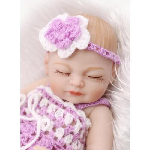 Mini size Reborn Girl Doll Lifelike Sleeping Baby with Dress Full Body Silicone 10-Inch girls gift bonecas