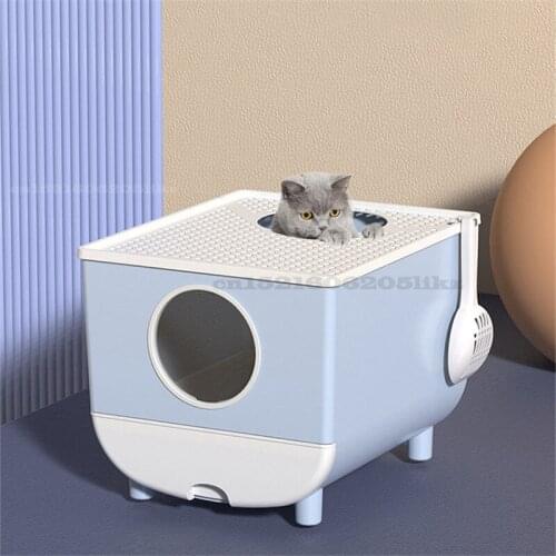 Cat Litter Box Fully Enclosed Large Deodorizing Cat Bedpan Top Entry Type Cat Toilet Splash-proof Pet Supplies Within 10kg Cat