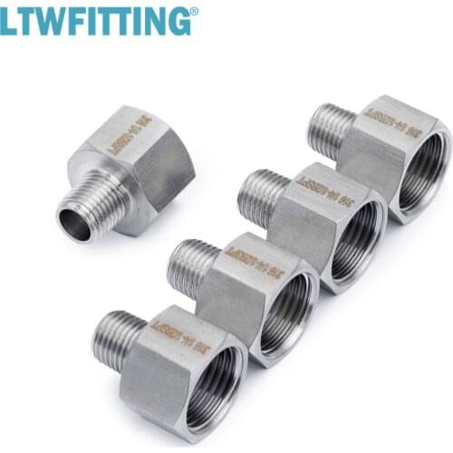 LTWFITTING Stainless Steel 316 Pipe 1/2-Inch Female BSPP x 1/4-Inch Male BSPT Adapter Fuel Gas Air