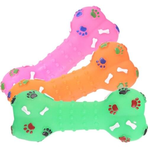 Pet Molar Toy Non-toxic Rubber Footprint Bone Pet Chew Sound Toys Bite Resistant Puppy Clean Teeth Biting Squeaker Toy