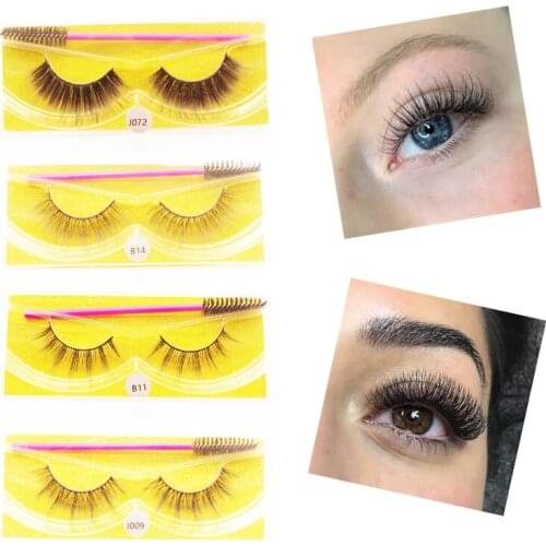 YioWio Wholesale Natural Mink Eyelashes Strip Lashes Brush Set Maquillaje False Eyelashes Faux Cils Fake Makeup Mink Lashes
