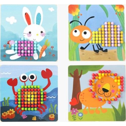 3D Mushroom Peg Board Games, Jigsaw Puzzle DIY Toys for Childrens Early Intelligence Exercise and Development