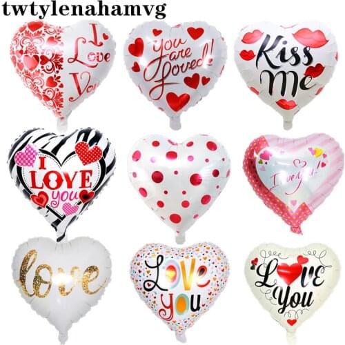New White Red I Love You Heart Shaped Wedding Party Decoration Aluminum Film Inflatable Balloon Valentines Day Christmas Gift