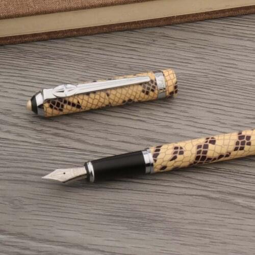 Luxury Duke Uranus Fountain Pen Metal Brown Snake Texture Stationery Office School Supplies Writing Gift Pens