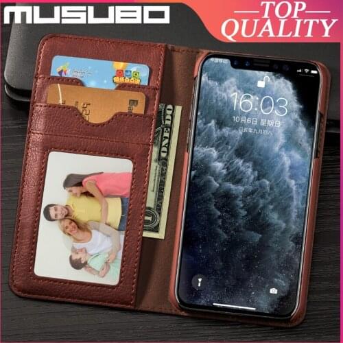 Musubo Luxury Cases Cover For iPhone XS XR 7 Plus 8 Plus 11 Pro Max Genuine Leather Case Card Slot Wallet casing Funda Coque