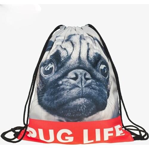 Backpack drawstring BAGS drawstring fashion 3D printing travel softback men bags unisex Womens shoulder bag knapsack puppy new